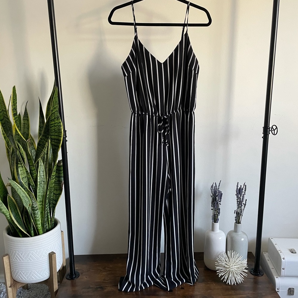 Ambiance Black Striped Jumpsuit